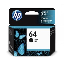 HP 64 Black Original Ink Cartridge, ~200 pages, N9J90AN#140 NEW Exp April 2027