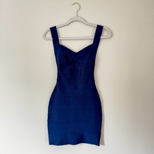 Y2K Hot Miami Styles HMS Bandage Bodycon Open Back Mini Dress, Navy Blue – Small