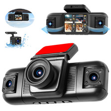 3 -Kanal Dashcam Auto Vorne Hinten und Innen Autokamera Nachtsicht 24H Aufnahme