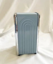 Vintage Retro 1996 Homer Laughlin Blue Napkin Holder Diner Style Spring Load