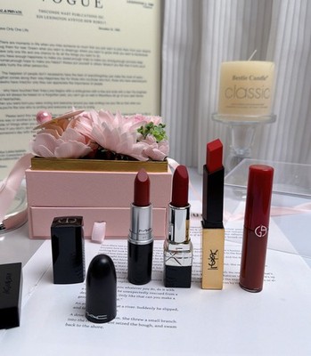 Armani Beauty Lipstick #206 / MAC #602 / YSL #23 / DIOR #999 - 4-piece set