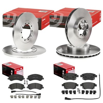 brembo BREMSSCHEIBEN+BELÄGE VORNE + HINTEN passend für FORD TRANSIT 2006-2014