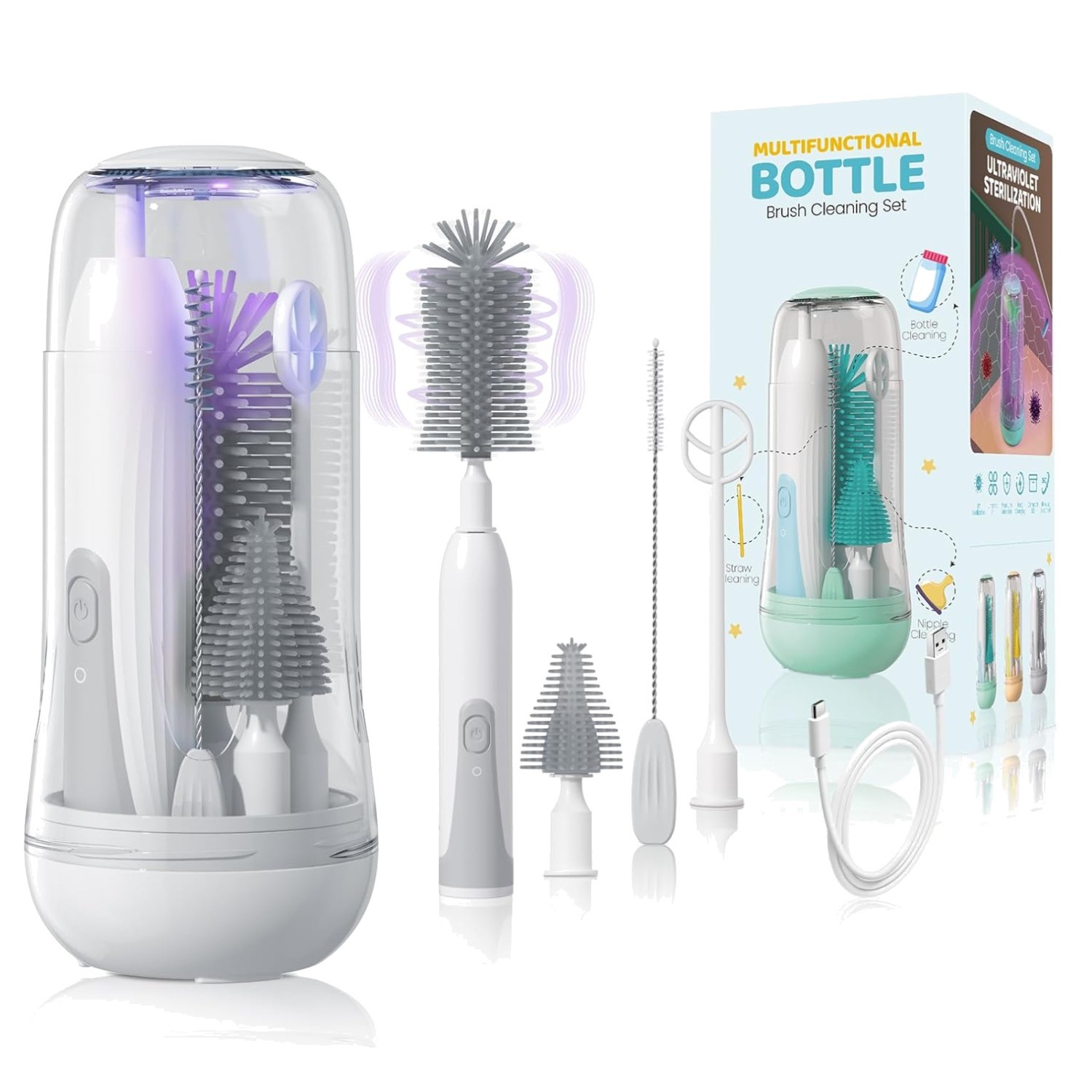 Electric UV Baby Bottle Cleaner Kit with Silicone Accessorie