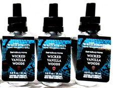 Bath Body Works WICKED VANILLA WOODS Wallflower refill Bulbs 3 PACK New