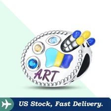 KUNSIR 925 Sterling Silver Color Palette Bead Charm For Bracelet Charm DIY Gifts