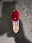 Shoe-Shaped Pin Cushion Plastic with Red Velvet Top, Decorative Flower Detail — photo 7