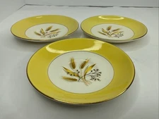 Autumn Gold Pattern 6” Saucer Lot of 3 Century Service Corp Semi Vitreous