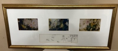 David P.H. Wong Tri Pic Signed Prints Woman in Bathing Suit Sketch 