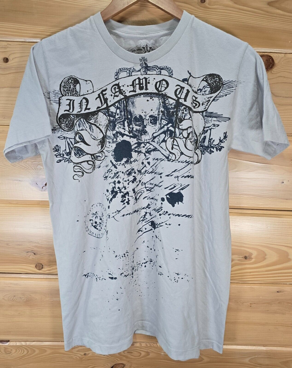 Infamous Y2K Affliction Skull Graphic T Shirt Men Large Grunge