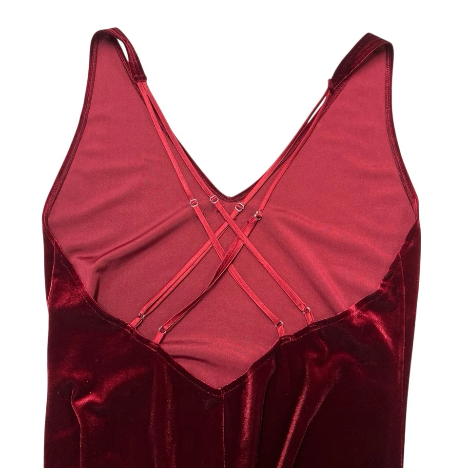 Fredericks of Hollywood Y2K Dress Womens L Red Velvet Slip Maxi Fairy Whimsigoth - Image 3 of 4