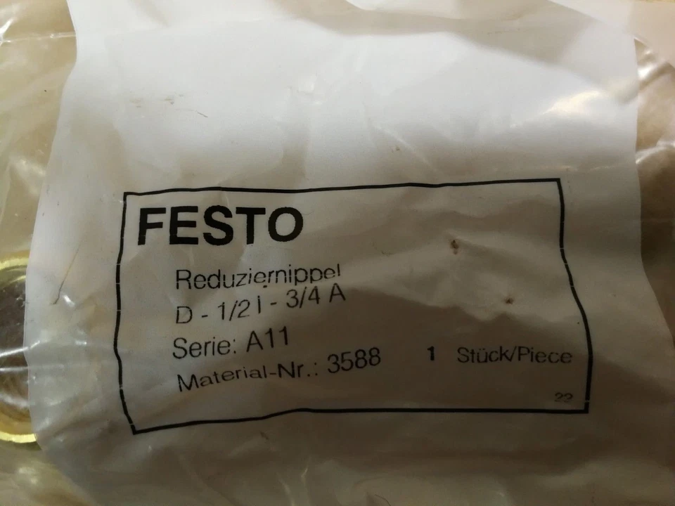 Lot of 11 Festo D-1/2L-3/4A Brass Reducing Bush & Seal 1/2" x 3/4"BSP 3588 * - Image 2 of 4