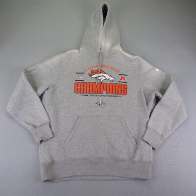 Denver Broncos Hoodie Mens XL Gray Nike Team Pullover Sweater NFL Football 