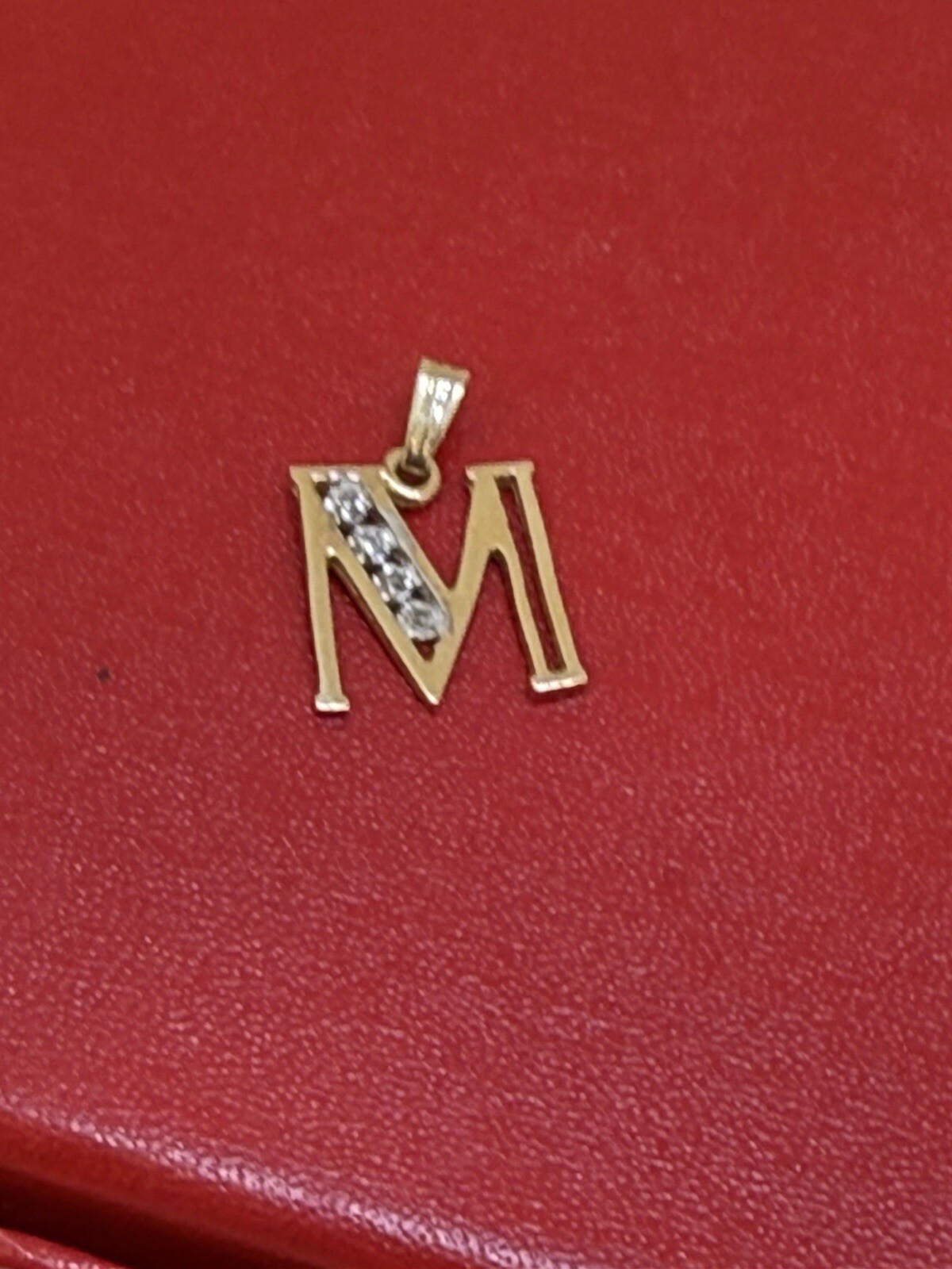 14k Solid Yellow Gold Letter Initial Diamonds Pen… - image 5