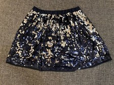 H M Girls Dark Blue Sequin Short Skirt Size 8-9Y Euro 134
