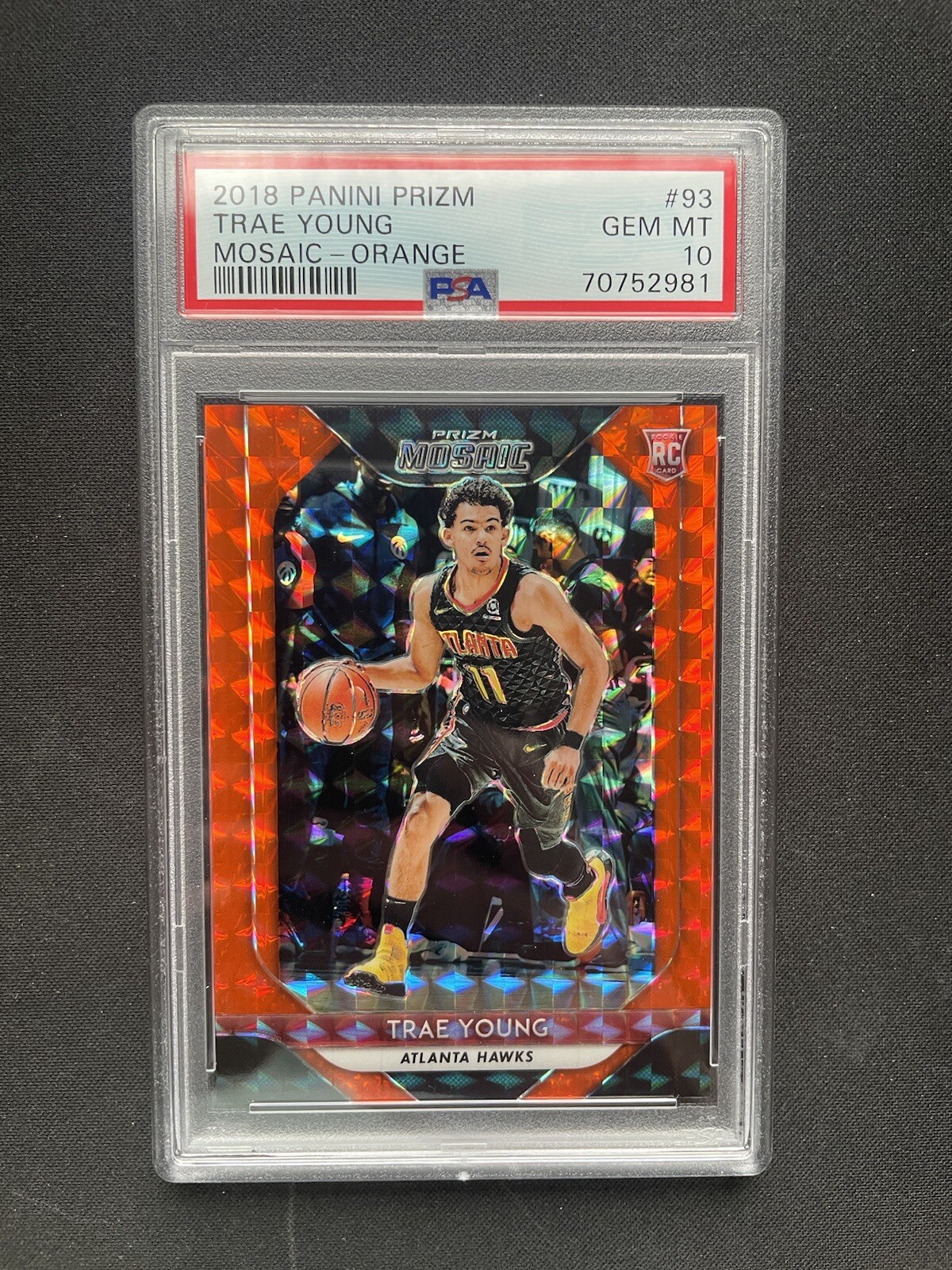 2018 Panini Prizm Mosaic Trae Young Orange Prizm /99 PSA 10 #52 Rookie