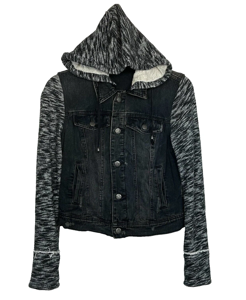 Veste Moto En Jean Ciré Noir Free People - Taille 6 - Style Cascade, Rétro, Bonne Condition