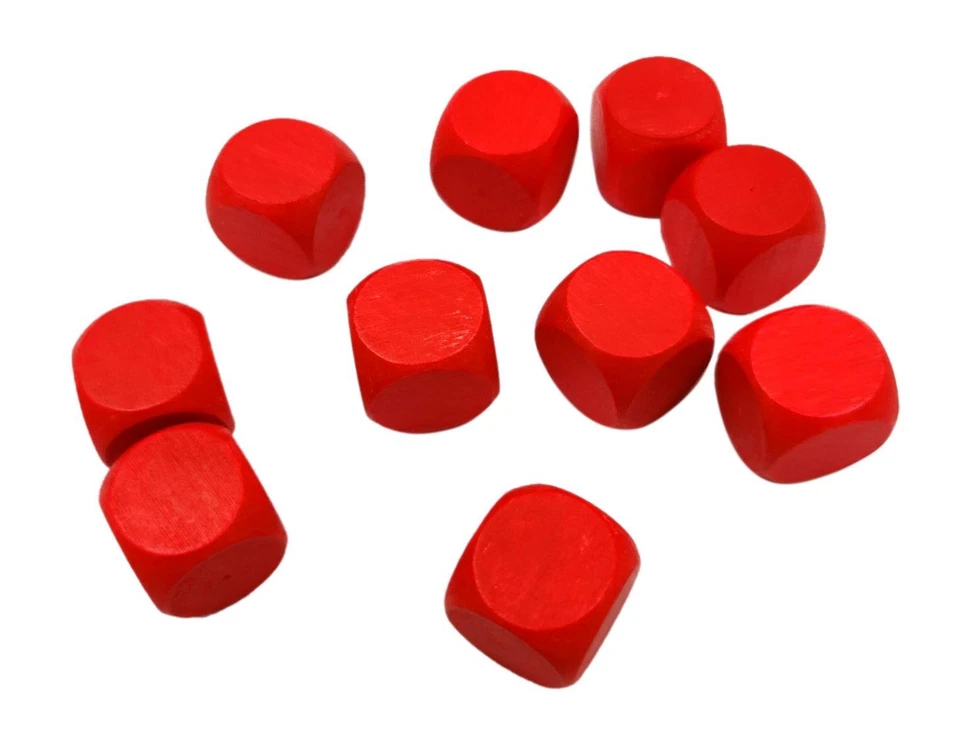5x Dés en Bois Dés Cube Cubes Bois Six Faces 20mm - Lot de 5 dés ROUGE - Photo 3/4