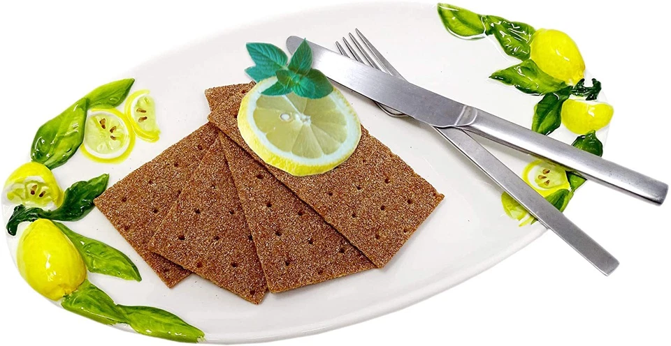 ital. Relief Keramik Teller Zitrone gelb ovale Platte, Servierteller ca.34x19cm - Bild 3 von 4