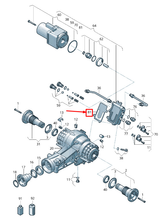 Joint de couvercle de carter d'essieu arrière pour Audi A8 4H 0Bf525349