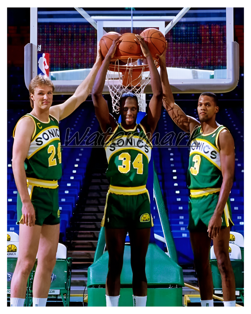 NBA 1987 Chambers Mcdaniels Ellis Seattle SuperSonics Color 8 X 10