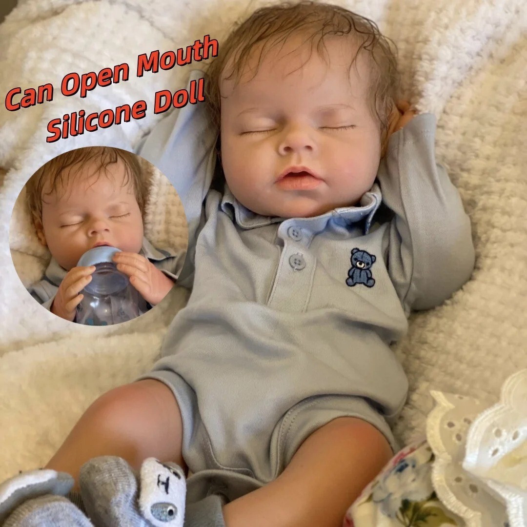 Soft Silicone Reborn Baby Dolls Mouth Open Levi: 40cm Full Body