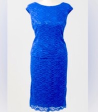 Alex Evenings Sheath Glitter Cocktail Formal Mother Of The Bride Dress 14 Blue