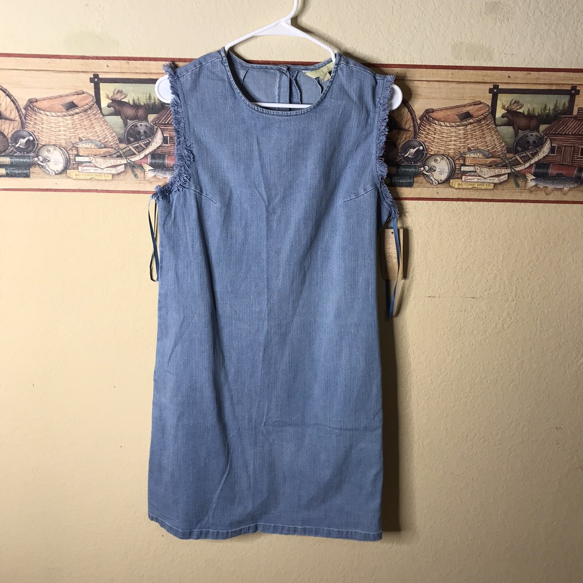 NWT Hope & Harlow women frayed Jean Denim dress light blue sz 6 MSRP $118