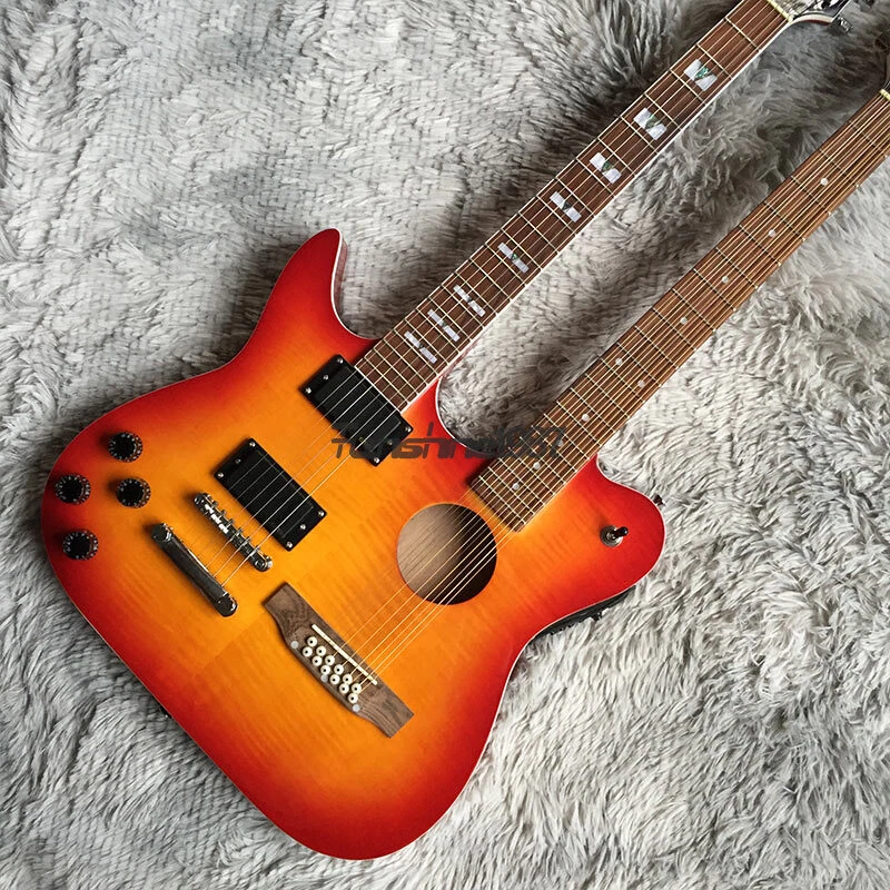 Custom Shop Left Hand Double Neck 6 12 Electric Acoustic Guitar CS
