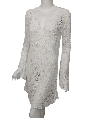 DIANE VON FURSTENBERG Hippolyte White Cotton Lace Shift Dress sz 8 | eBay