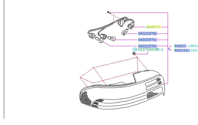 Luz trasera Subaru Impreza 1993-2001 luz trasera lámpara zócalo trasero 84931FA000 OEM Foto 2 de 2