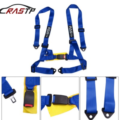 Blue RASTP 2INCH 4-Point Adjustable Racing Belts Harness Shoulder Straps