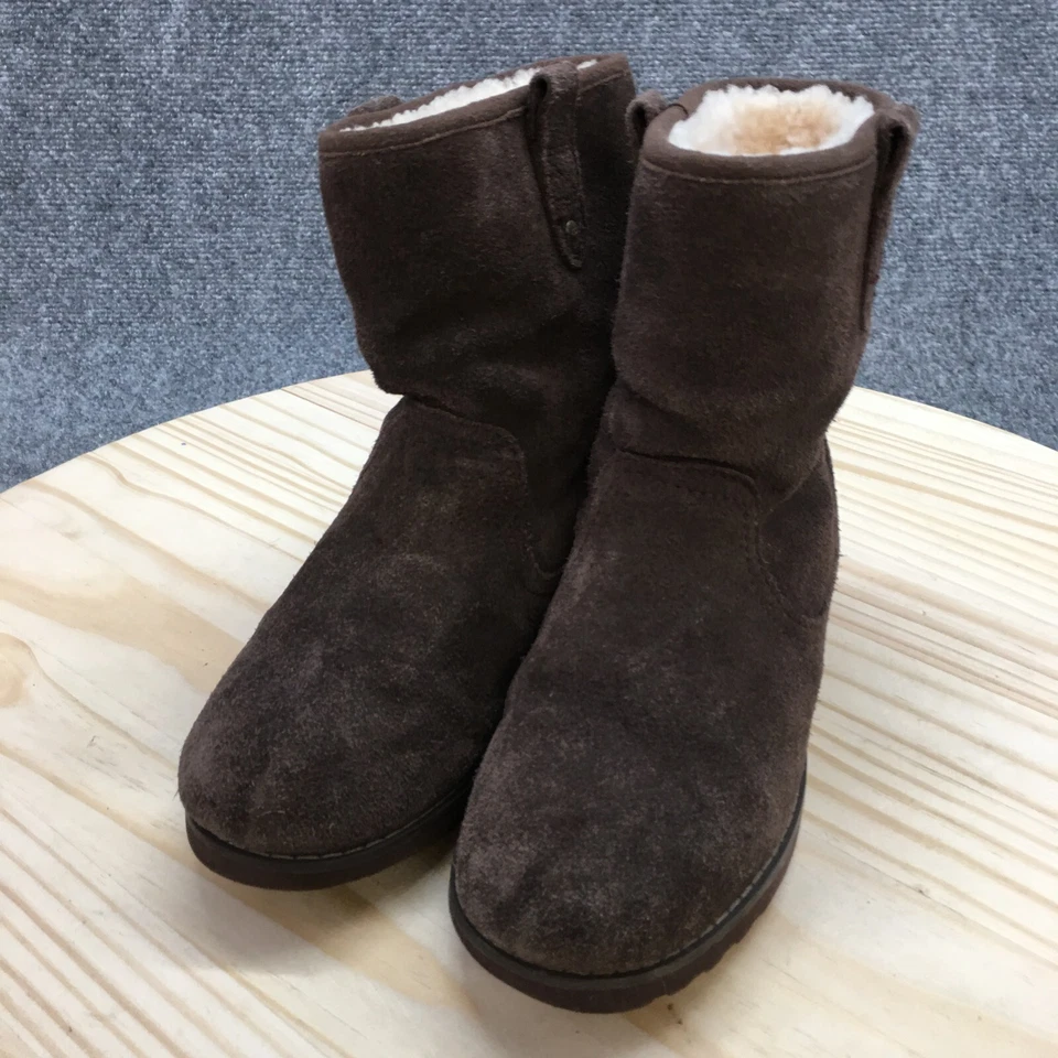 Botas UGG Youth 3 Tornozelo Inverno Sapatilhas Casuais 1003166K Couro Camurça Marrom Puxador - Imagem 3 de 4