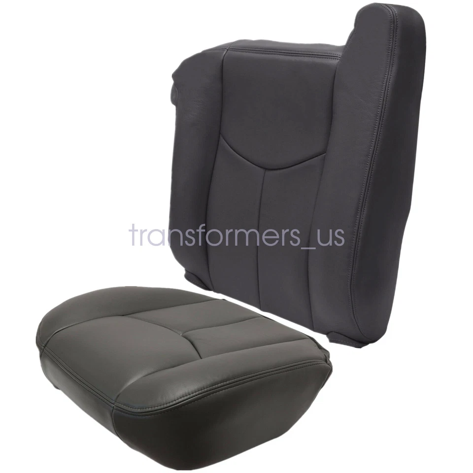 Cubierta de asiento de cuero gris oscuro para Chevy Silverado GMC Sierra 2003 2004 2005 2006 Foto 3 de 4