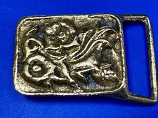 Abstract Flower Swirl Floral Theme Solid Brass Hippy Vibe Belt Buckle