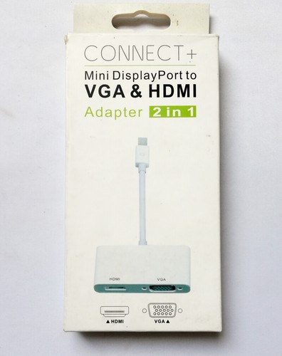 Adaptateur mini port d'affichage 2 en 1 MiniDP vers VGA & HDMI pour Apple Macbook - Photo 1/4