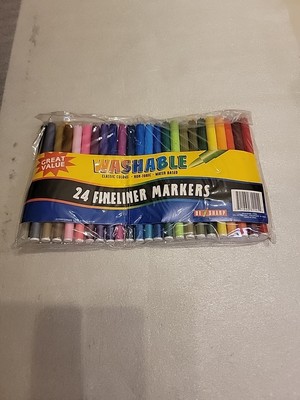 24 Pc Washable Classic Color Markers Assorted Colors Fine Tip Line Art Coloring1