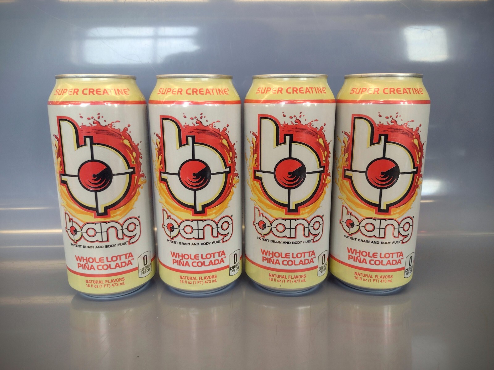 RARE! (4 PACK) BANG ENERGY DRINK WHOLE LOTTA PINA COLADA! 16oz FULL