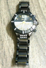 Geneva Women's Watch Crystal Bezel/Case Round Dial on Gunmetal Linked Band NEW