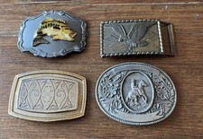 Lot Of 4 Vintage Belt Buckles Eagle, Fish, Horse, Cowboy