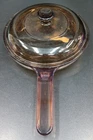 Vintage Vision Corning France Amber Glass 7" Waffle Skillet w/ Pyrex Lid V-1.5-C