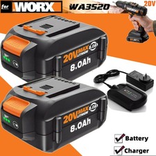For WORX 20V 6.0Ah 8.0Ah Extend Lithium Battery/Charger WA3520 WA3525 WA3575 US