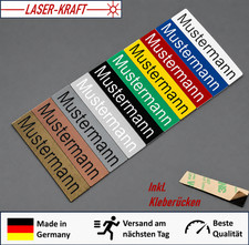 Briefkastenschild Klingelschild T&uuml;rschild Namensschild mit Gravur selbstklebend