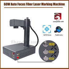60W Auto Focus Fiber Laser Marking Machine Metal Steel Marker Engraver