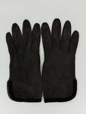 VTG Italian silk-lined suede dress gloves with brocade size small 6.5 or 7 Black