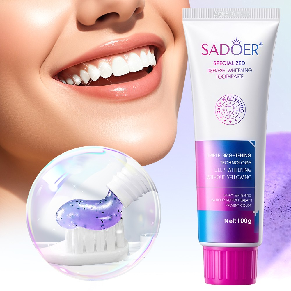 Purple Whitening Toothpaste for Teeth Stains & Bad Mouth Deep Cleaning Care