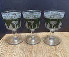 Lot of 3 Jeannette Wedgwood Cordial Glasses Jasperware Green Greek Hellenic