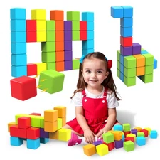 Magnetic Building Blocks, 1.65 inch Large Magnetic Stacking Cubes for Toddler...