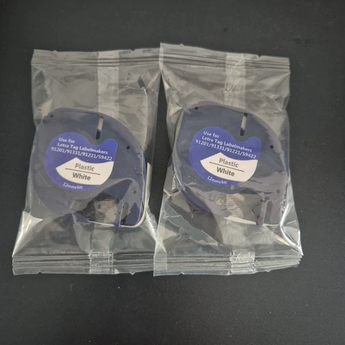 2x Ruban Etiquette Compatible Pour Dymo Letratag Labelmakers 12mm 4m NEUF