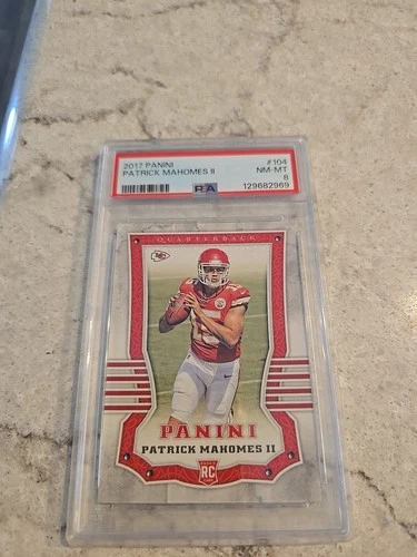 Patrick Mahomes 2017 Panini #104 Rookie (RC) PSA 8 Kansas City Chiefs