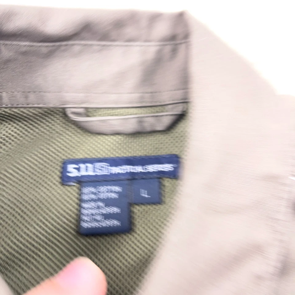 5.11 Tactical Shirt Men Large Green Twill Button Up Conceal Faded Discolored - Image 3 of 4